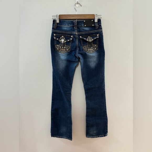 Pre-Owned Size 12 Rodeo Girl Dark Blue Rhinestone Embellished Jeans - Picture 5 of 12